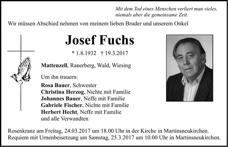 Traueranzeige Josef Fuchs