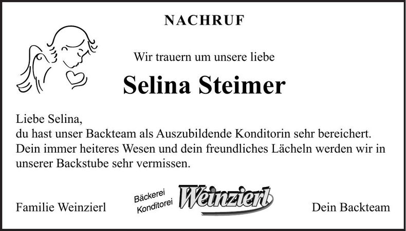 Traueranzeige Selina Steimer