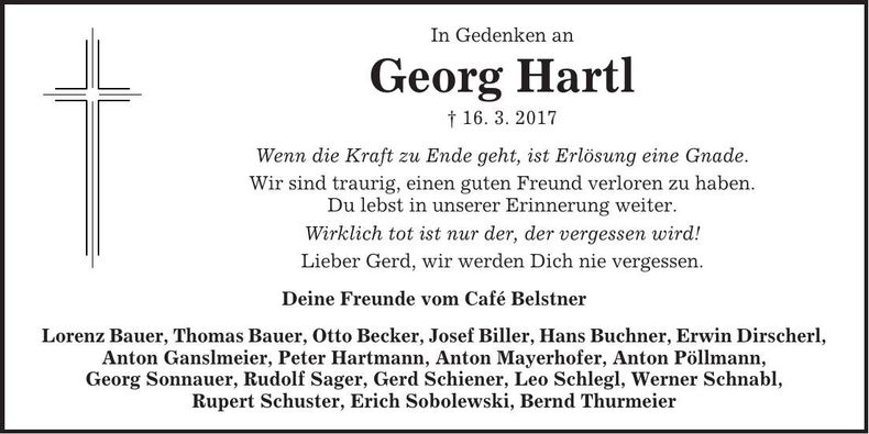Traueranzeige Hartl Georg