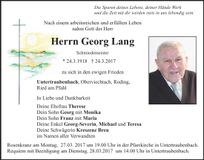 Traueranzeige Georg Lang