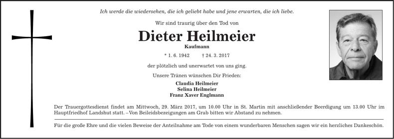Traueranzeige Dieter Heilmeier