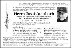 Traueranzeige Josef Auerbach