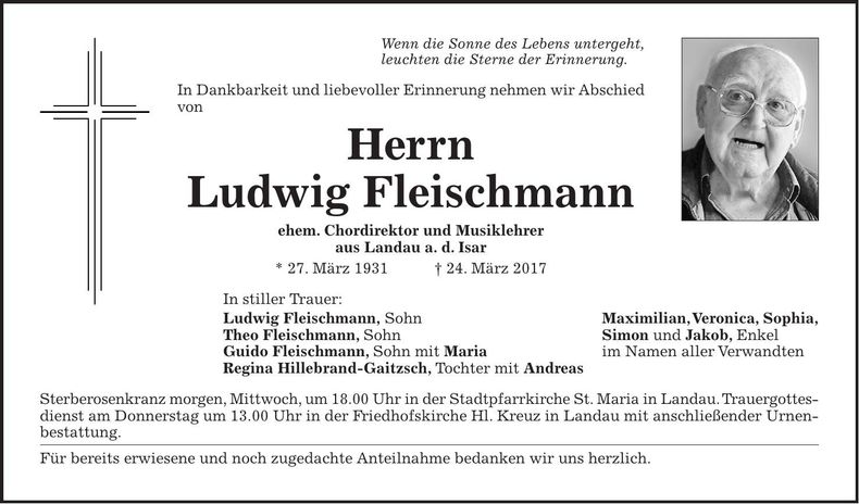 Traueranzeige Ludwig Fleischmann