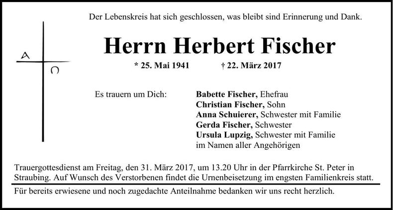 Traueranzeige Herbert Fischer