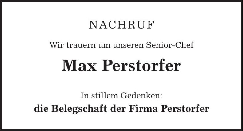 Traueranzeige Max Perstorfer
