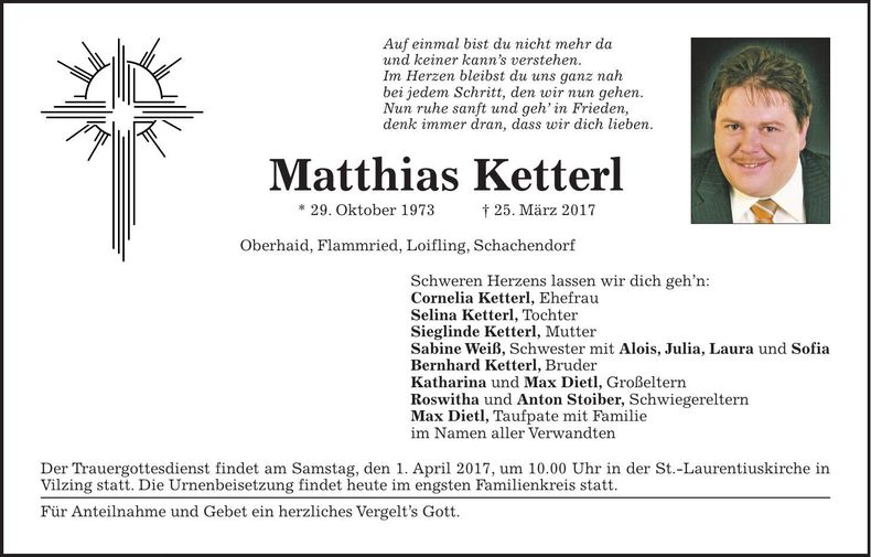 Traueranzeige Matthias Ketterl