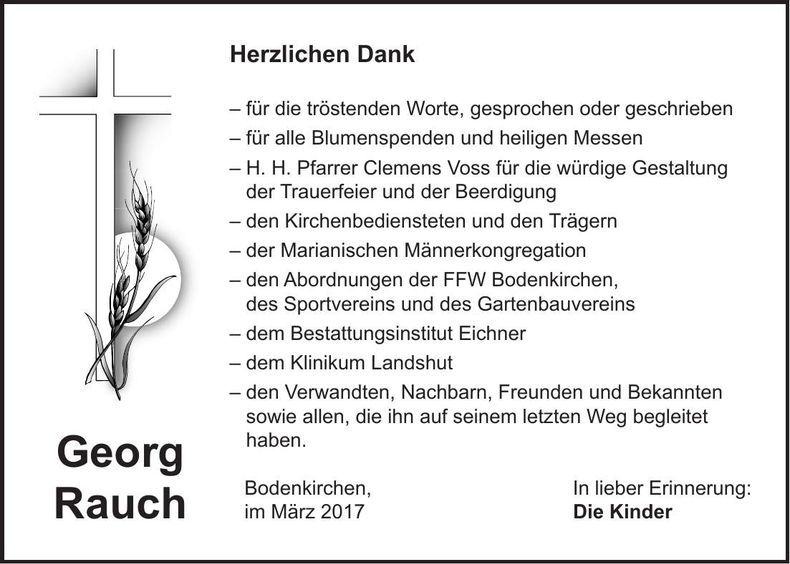 Traueranzeige Georg Rauch