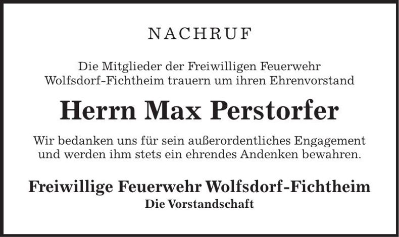 Traueranzeige Max Perstorfer