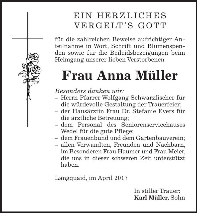 Traueranzeige Anna Müller