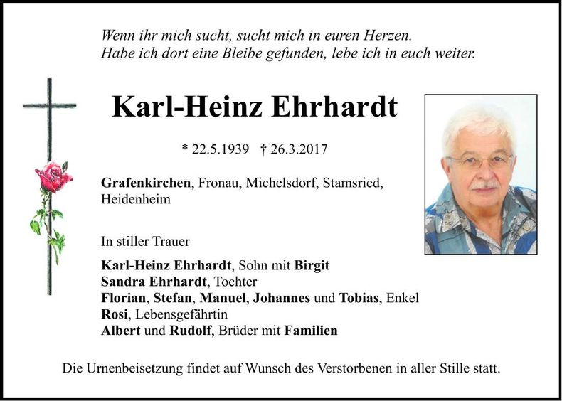 Traueranzeige Karl-Heinz Ehrhardt