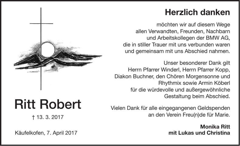 Traueranzeige Robert Ritt