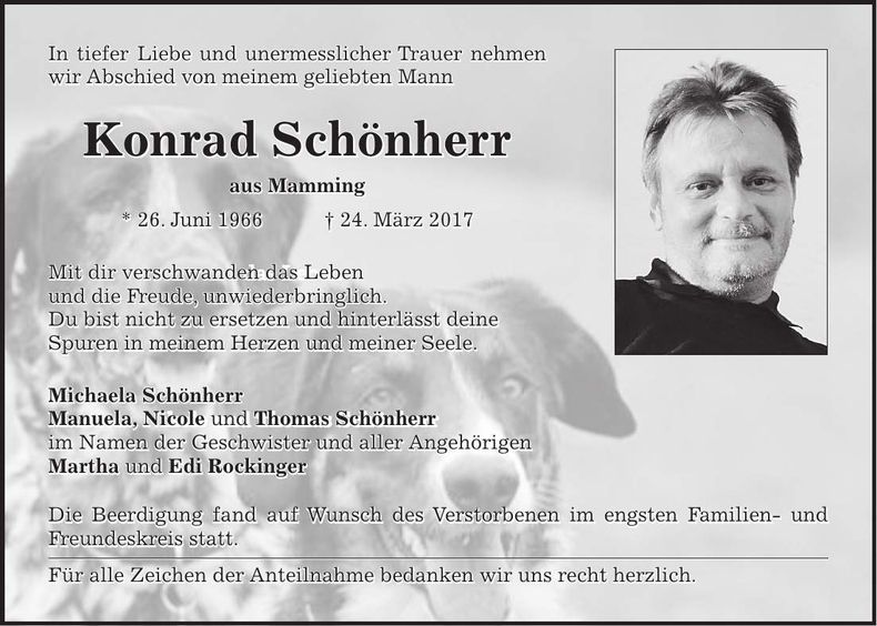 Traueranzeige Konrad Schönherr