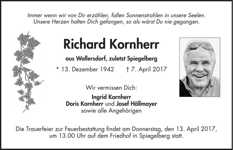 Traueranzeige Richard Kornherr