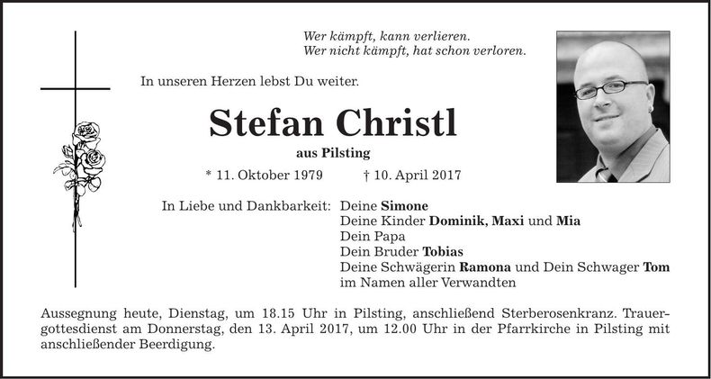 Traueranzeige Stefan Christl