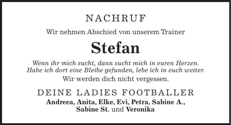 Traueranzeige Stefan Christl