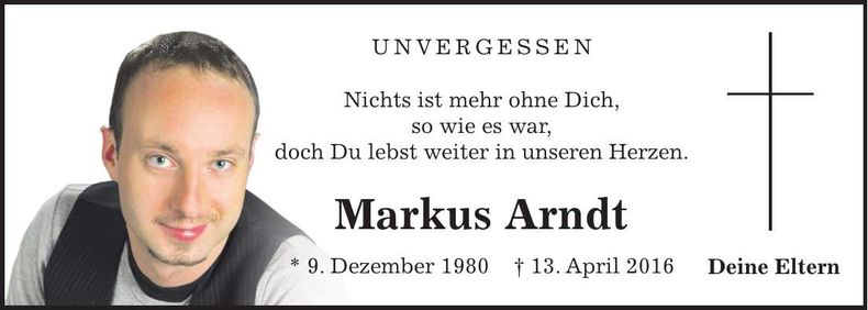 Traueranzeige Markus Arndt
