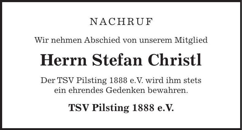 Traueranzeige Stefan Christl