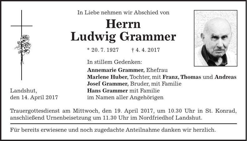 Traueranzeige Ludwig Grammer