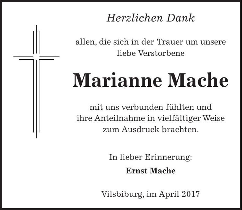 Traueranzeige Marianne Mache