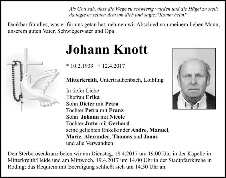 Traueranzeige Johann Knott