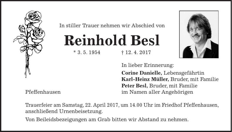 Traueranzeige Reinhold Besl
