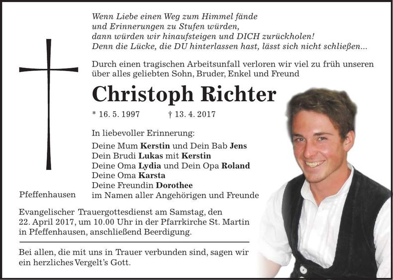 Traueranzeige Christoph Richter