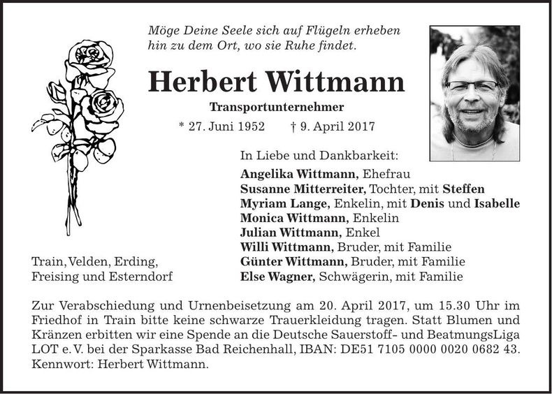 Traueranzeige Herbert Wittmann