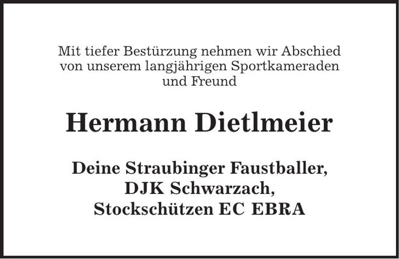 Traueranzeige Hermann Dietlmeier
