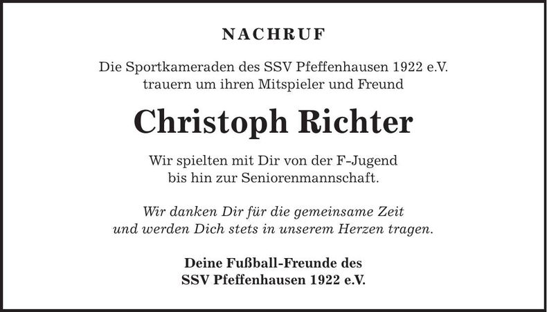 Traueranzeige Christoph Richter