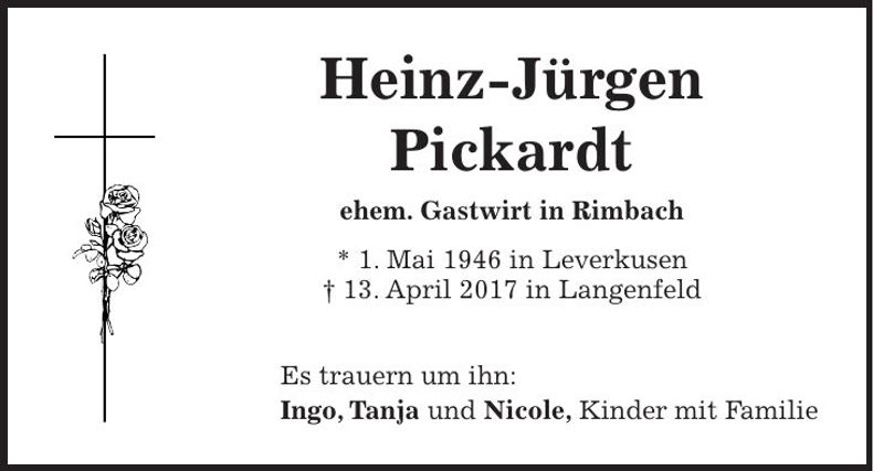 Traueranzeige Hans-Jürgen Pickart