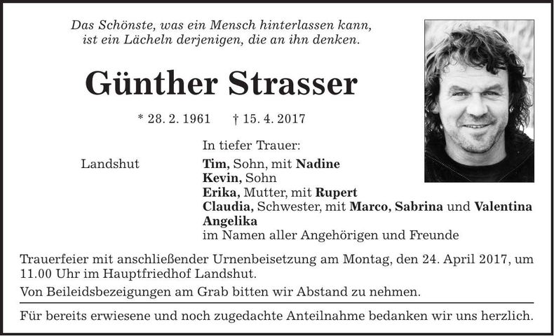 Traueranzeige Günter Strasser