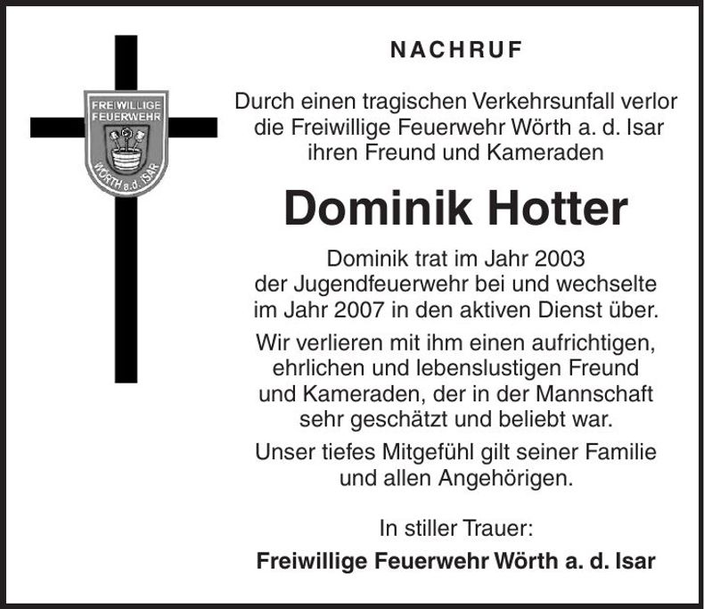 Traueranzeige Dominik Hotter