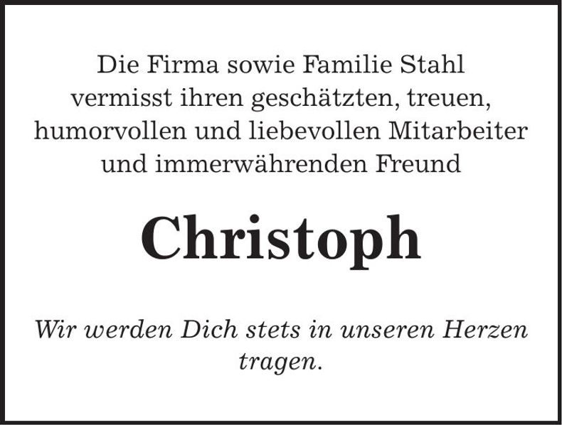 Traueranzeige Christoph Richter
