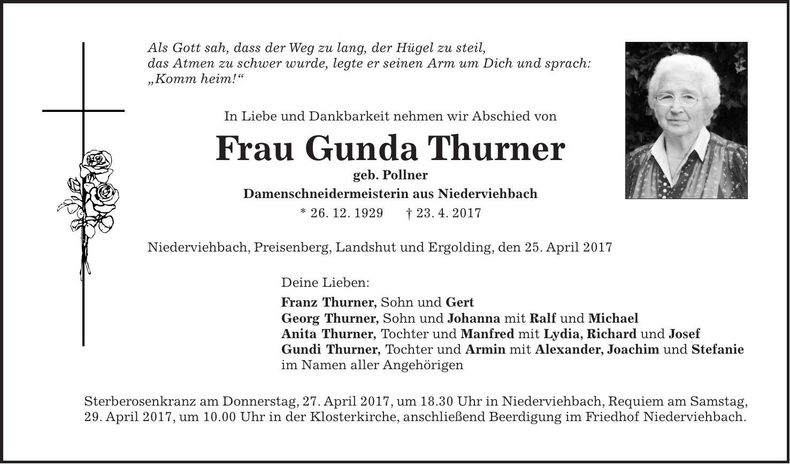 Traueranzeige Gunda Thurner