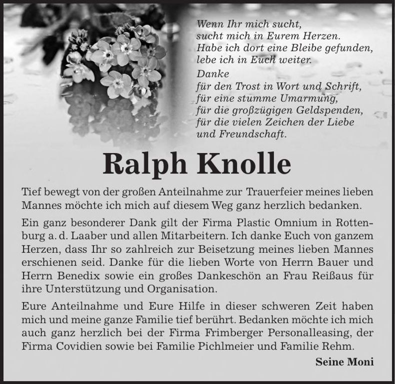 Traueranzeige Ralph Knolle