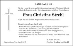 Traueranzeige Christine Strebl