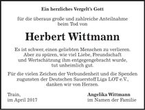 Traueranzeige Herbert Wittmann