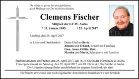 Traueranzeige Clemens Fischer