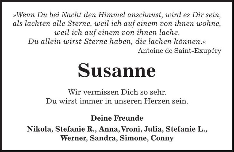 Traueranzeige Fritzka Susanne