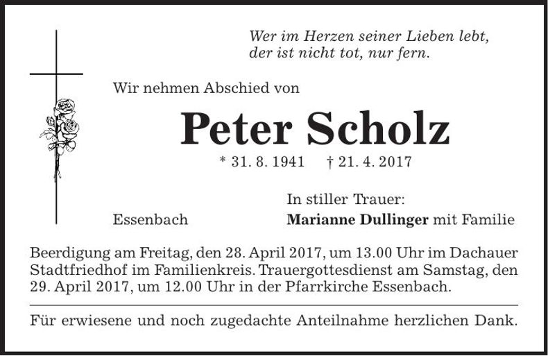 Traueranzeige Peter Scholz