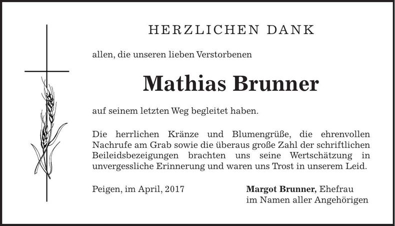 Traueranzeige Mathias Brunner