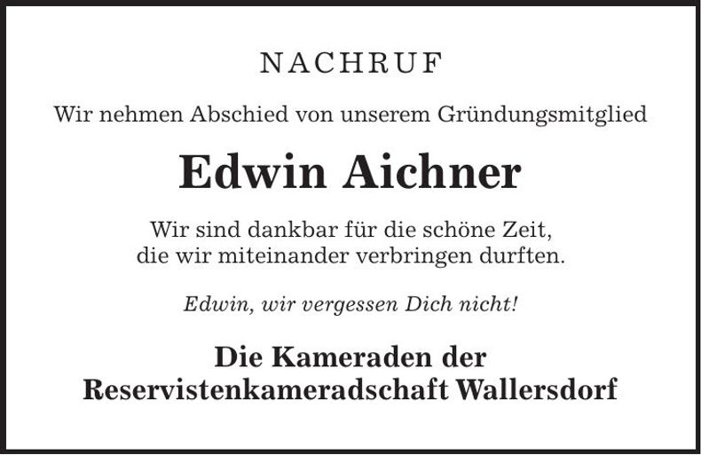 Traueranzeige Edwin Aichner