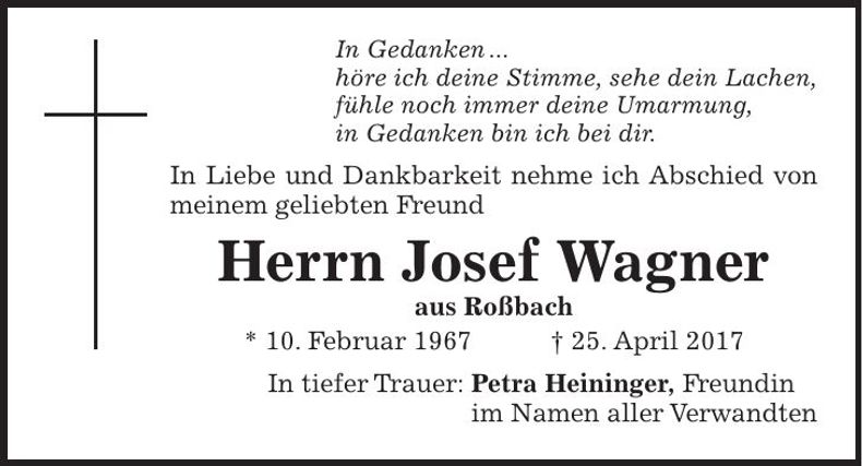 Traueranzeige Josef Wagner
