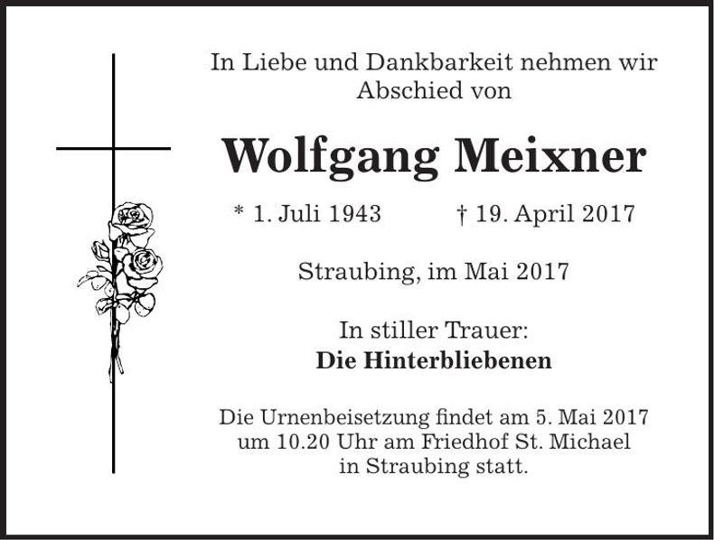 Traueranzeige Wolfgang Meixner