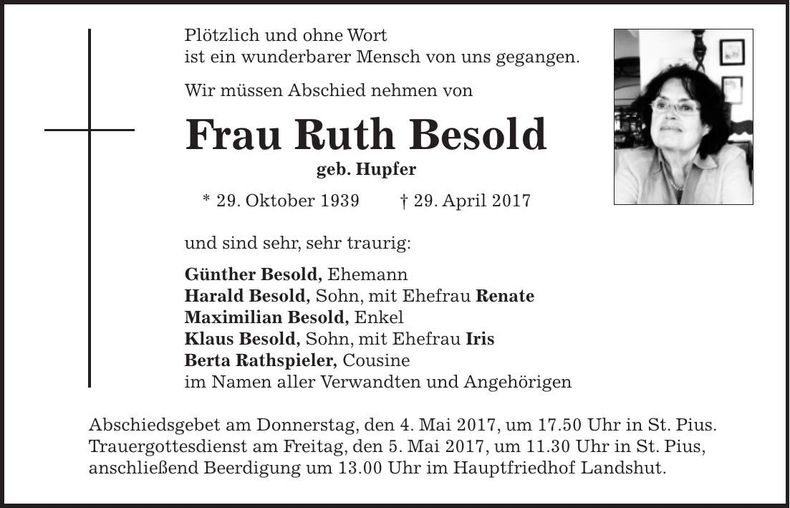 Traueranzeige Ruth Besold