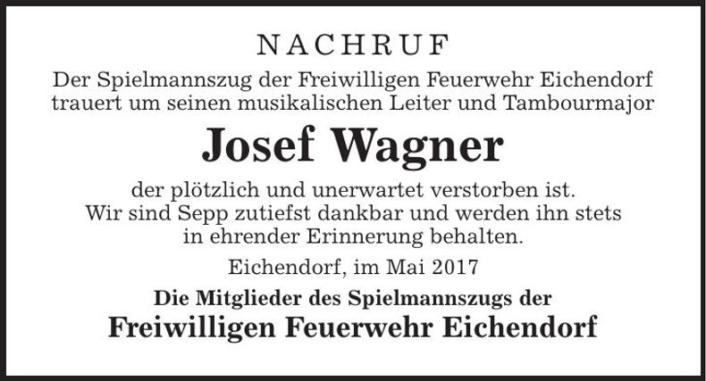 Traueranzeige Josef Wagner