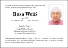 Traueranzeige Rosa Weiß