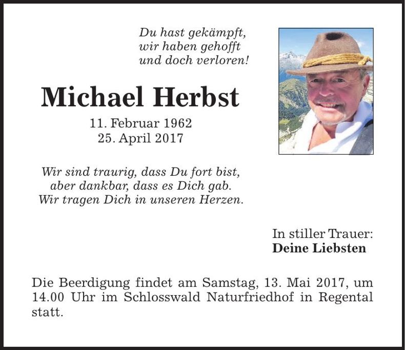 Traueranzeige Michael Herbst