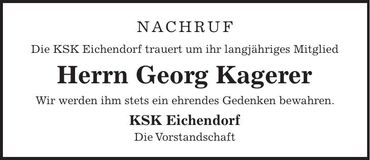 Traueranzeige Georg Kagerer