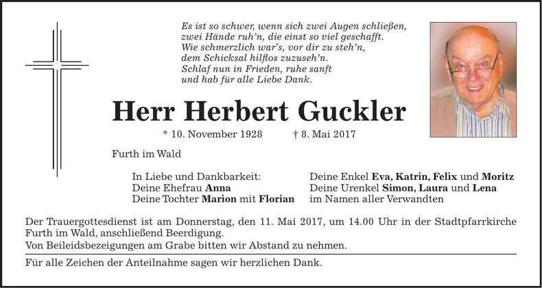 Traueranzeige Herbert Guckler
